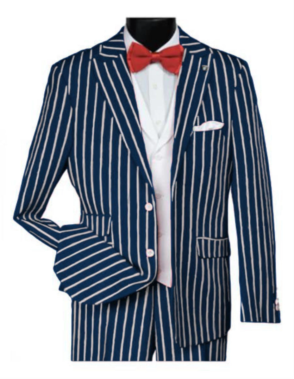 Navy Pinstripe Suit: Vintage Gangster Style - Own the Roaring Twenties Vibe!